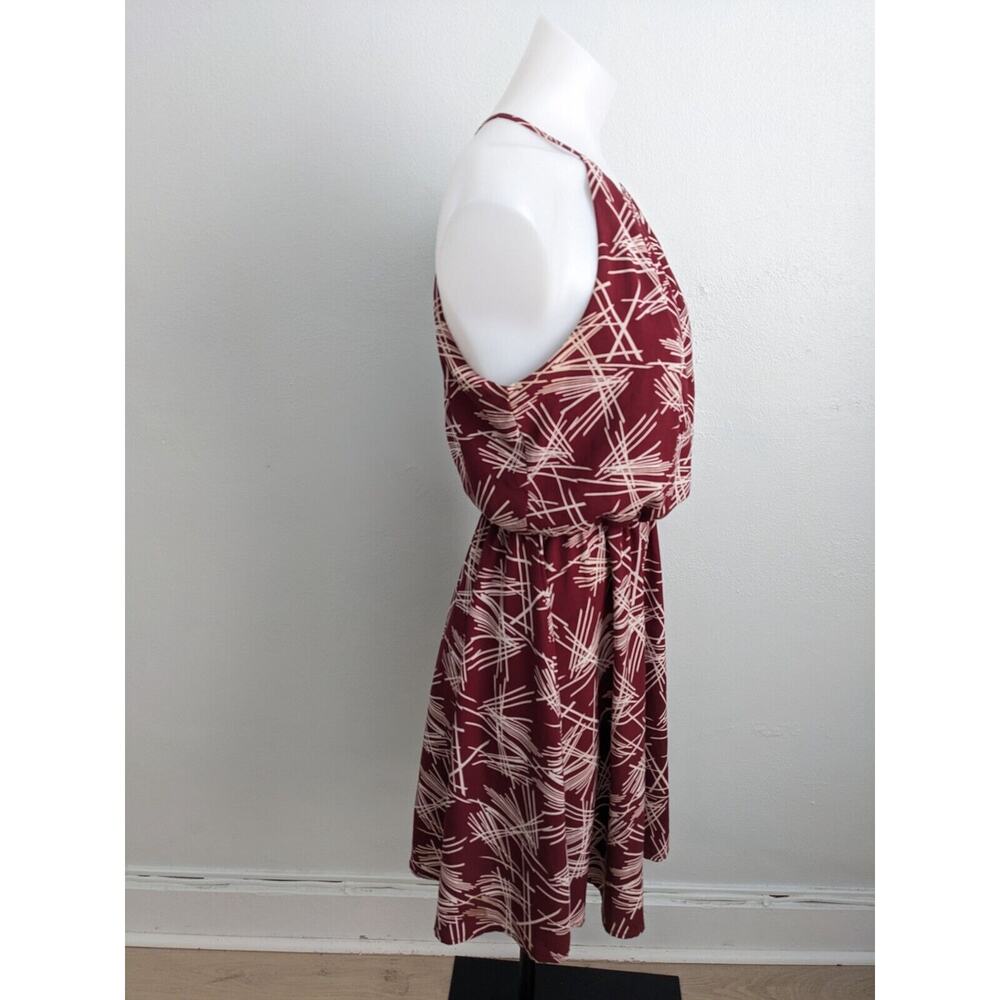 Article Medium Halter Shift Mini Dress Maroon White Abstract Print Sleeveless - Picture 10 of 15